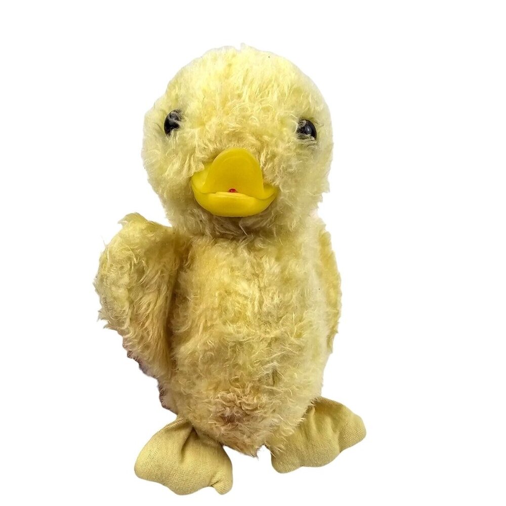 Vintage Plush Yellow Duck Rubber Beak Stuffed Animal Toy Ducky Duckie Duckling